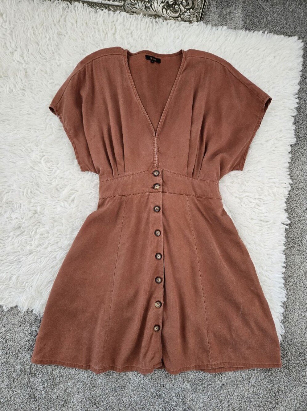 Quince Rust Button-Front Mini Dress - Picture 3 of 11